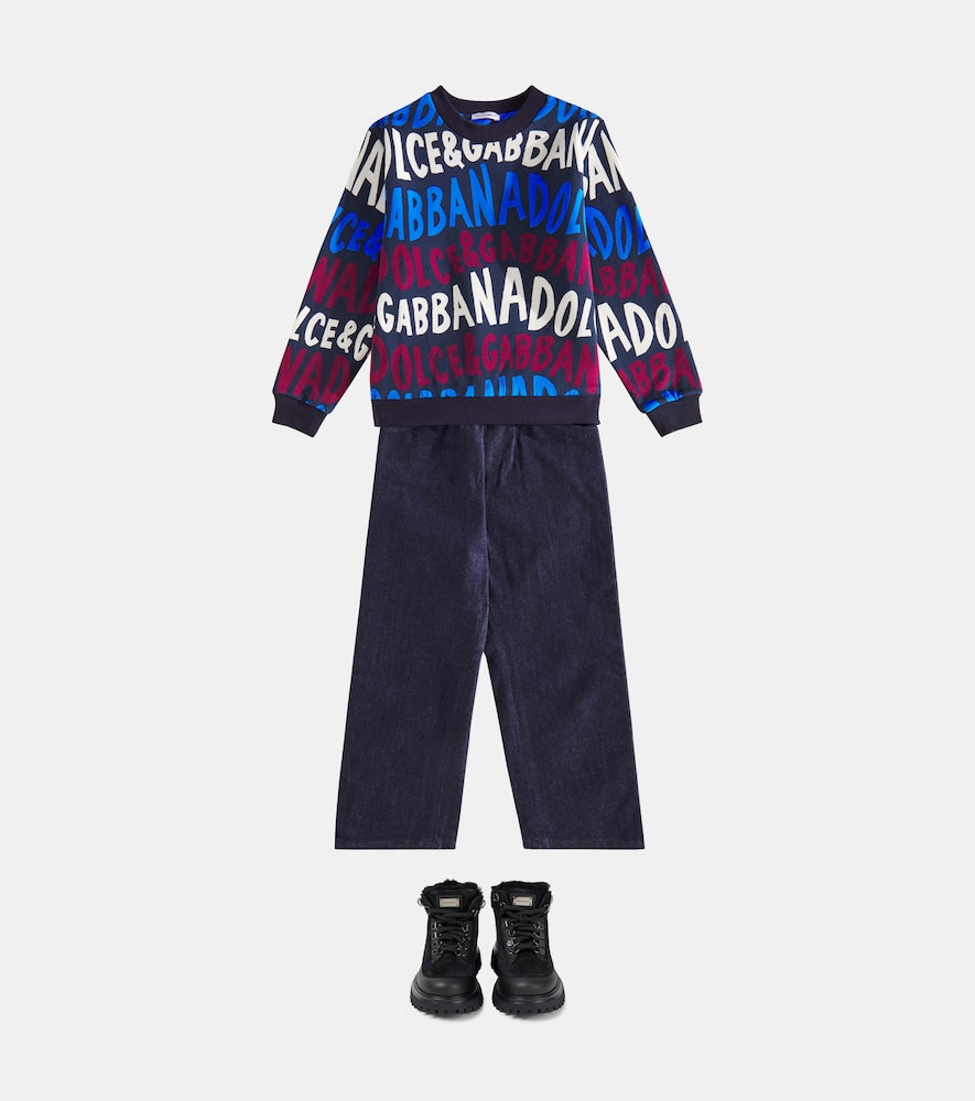 Logo denim sweatpants