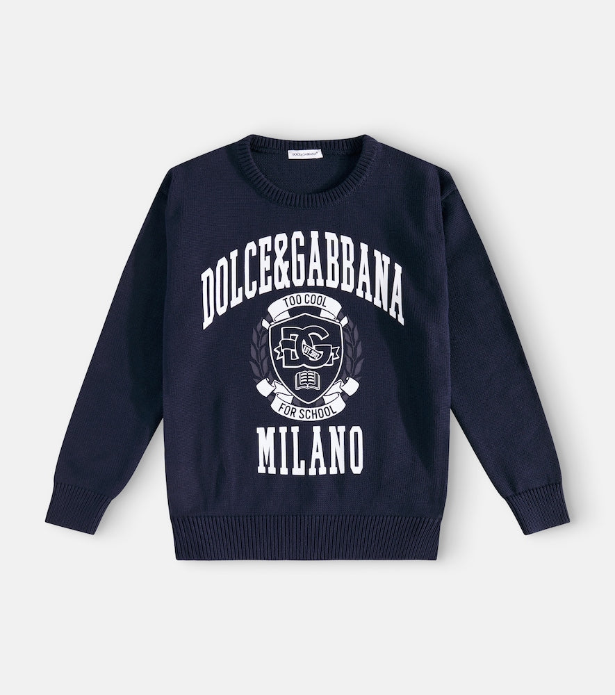 Printed cotton sweater