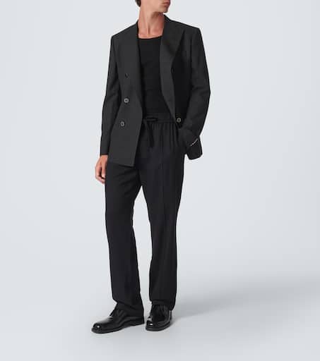 Double-breasted wool suit jacket