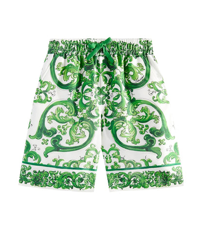 Majolica silk Bermuda shorts