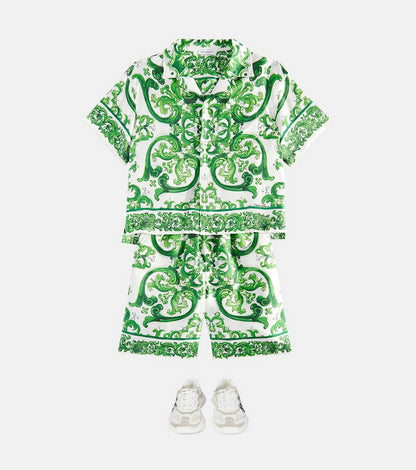 Majolica silk Bermuda shorts