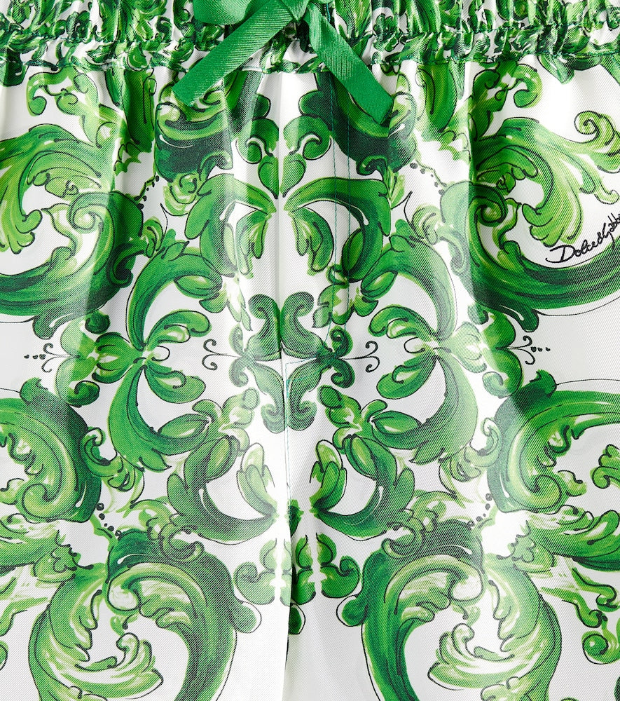 Majolica silk Bermuda shorts