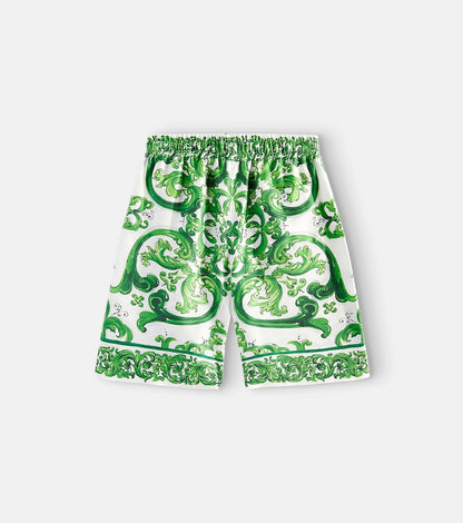 Majolica silk Bermuda shorts