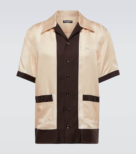 Logo silk twill bowling shirt