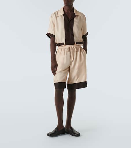 Logo silk twill bowling shirt