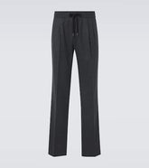 Virgin wool flannel straight pants