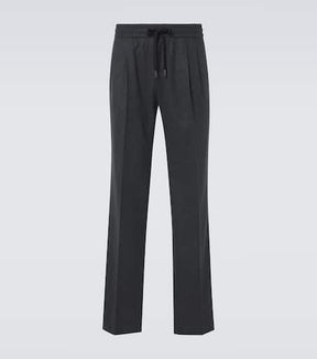 Virgin wool flannel straight pants