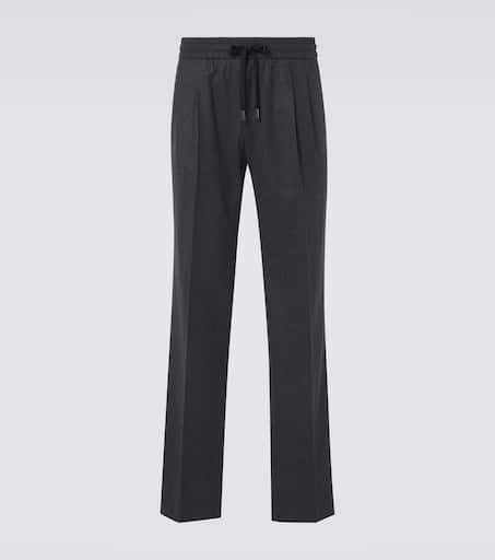 Virgin wool flannel straight pants
