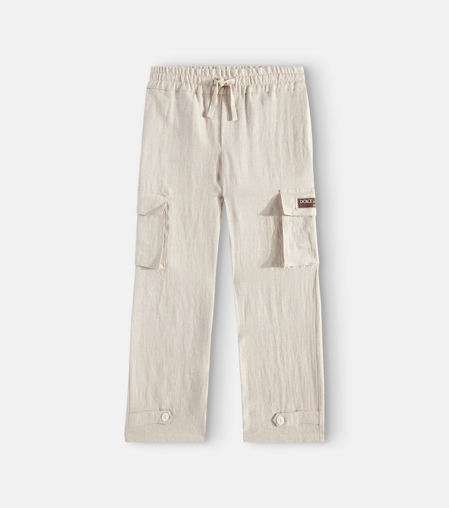 Logo linen cargo pants