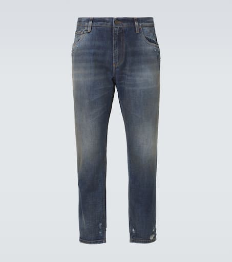 Distressed slim jeans