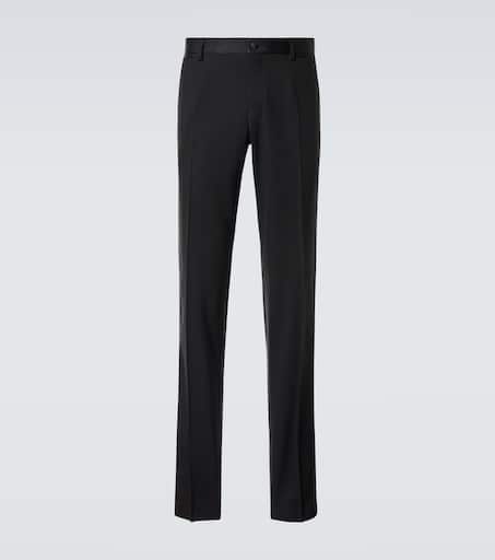 Wool and silk-blend tuxedo pants