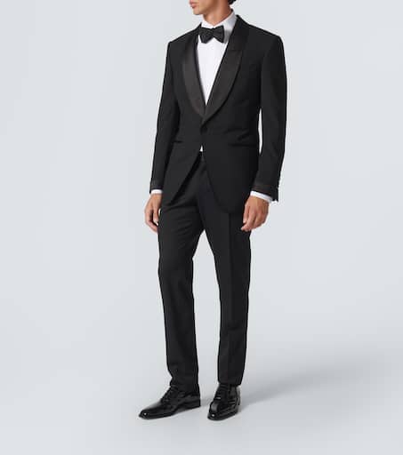 Wool and silk-blend tuxedo pants