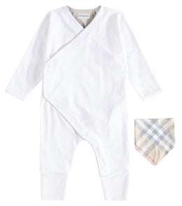 Baby cotton playsuit and bib set