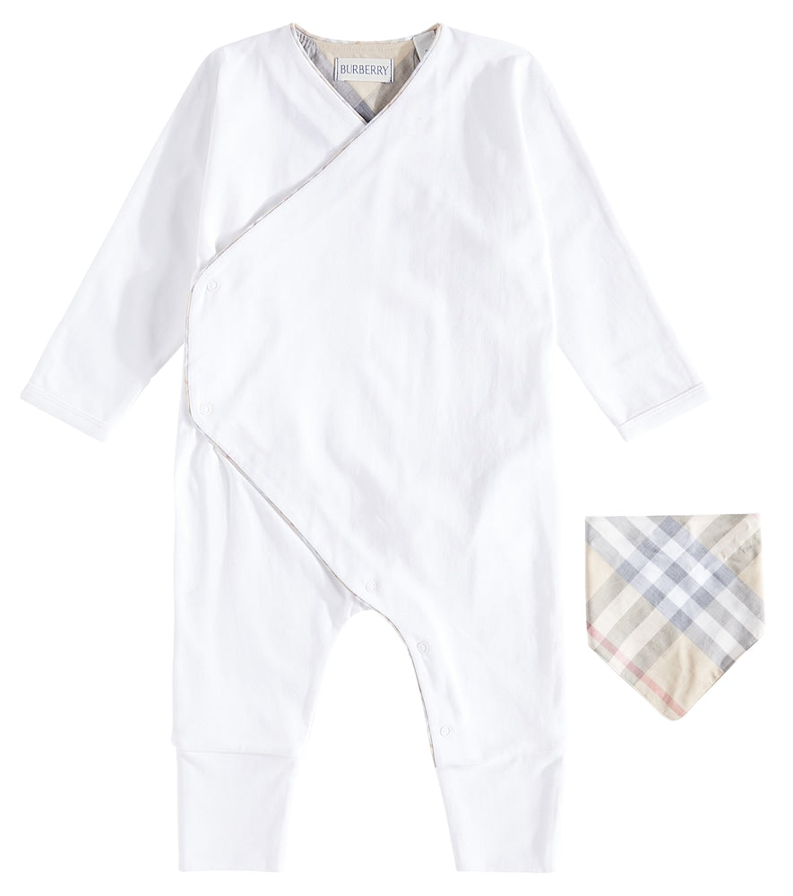 Baby cotton playsuit and bib set