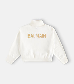 Logo wool and cashmere-blend turtleneck top