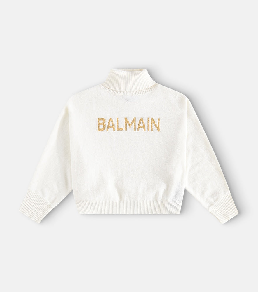 Logo wool and cashmere-blend turtleneck top