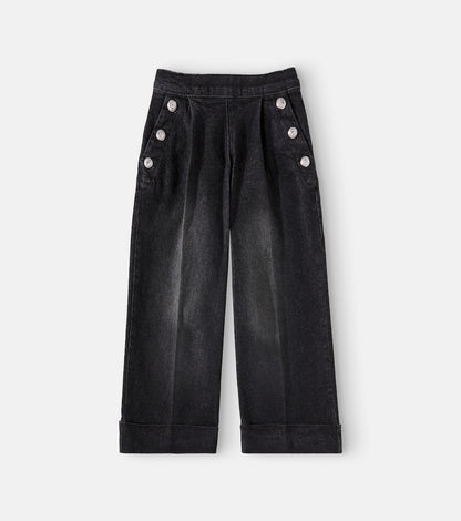 Embellished wide-leg jeans