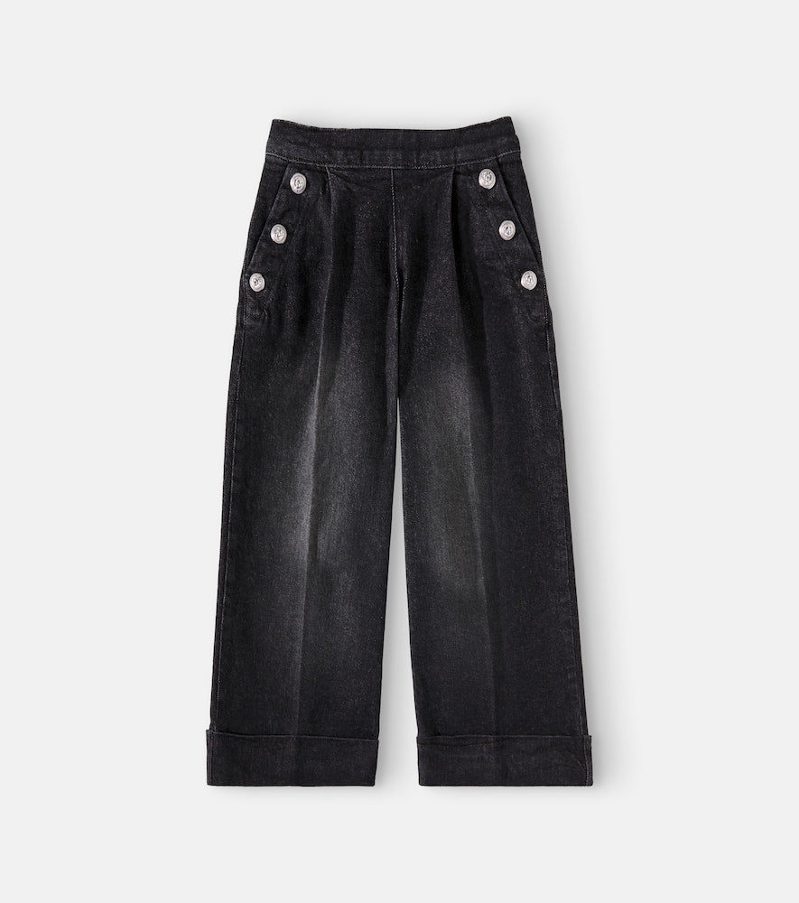 Embellished wide-leg jeans