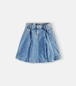 Pleated denim skirt