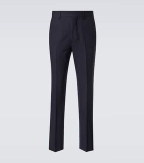 Pleated virgin wool straight pants