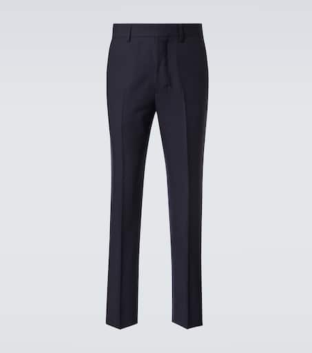 Pleated virgin wool straight pants