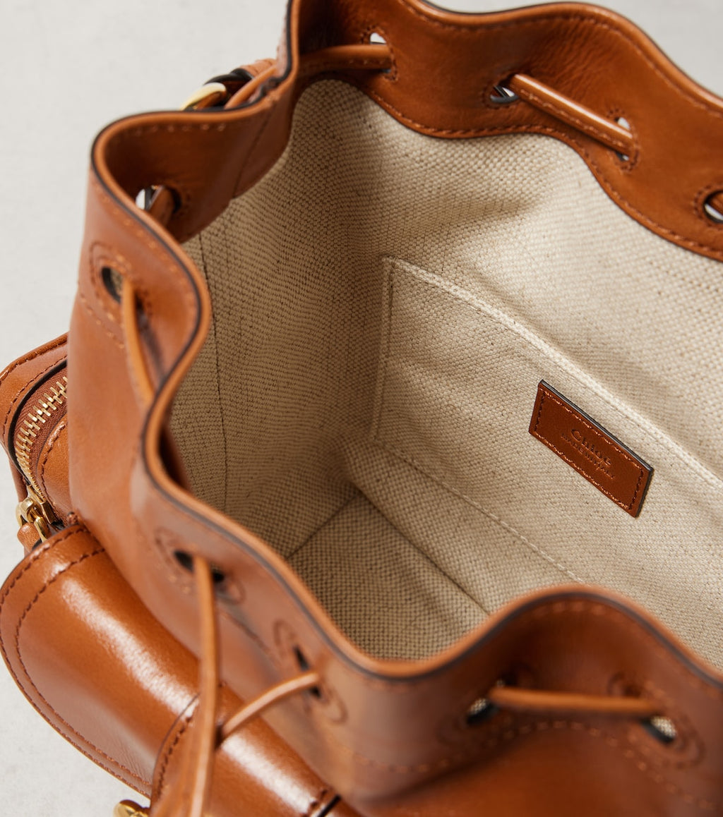 Camera leather bucket bag