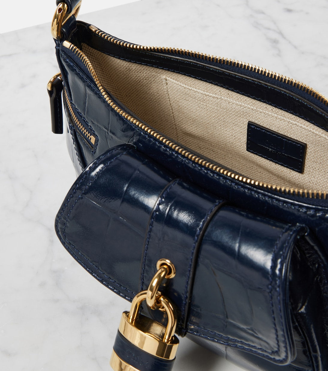 Le 99 Small croc-effect leather shoulder bag