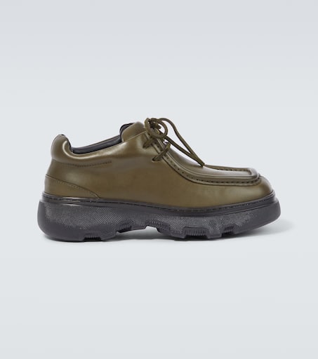 Leather platform lace-up boots