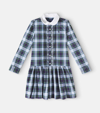 Plaid cotton poplin dress