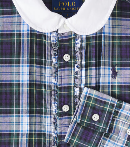 Plaid cotton poplin dress