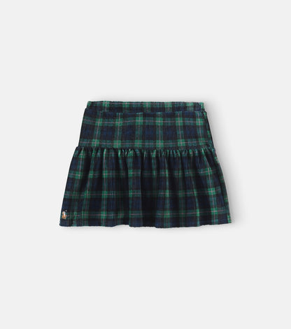 Plaid cotton-blend corduroy skirt