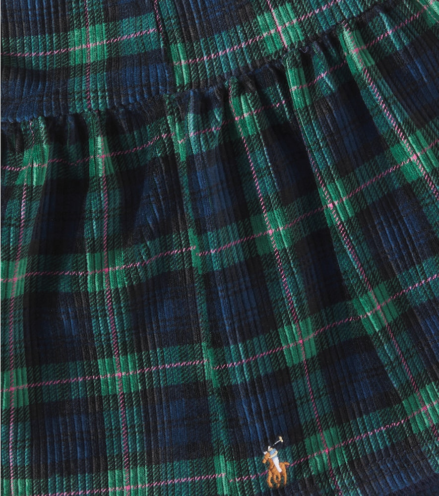 Plaid cotton-blend corduroy skirt