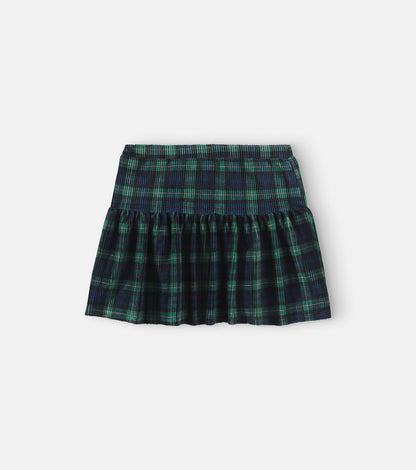 Plaid cotton-blend corduroy skirt
