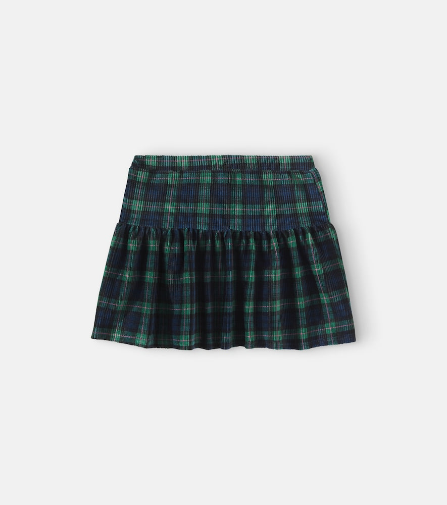 Plaid cotton-blend corduroy skirt