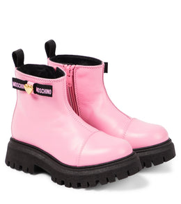 Logo leather ankle boots