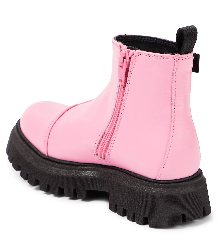 Logo leather ankle boots