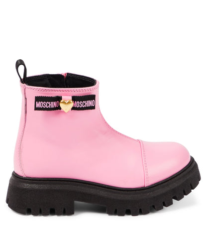 Logo leather ankle boots