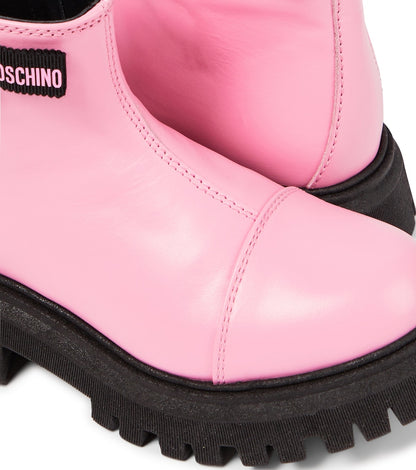 Logo leather ankle boots