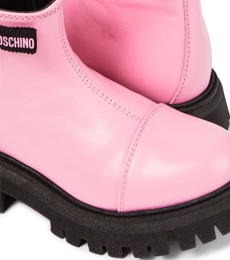 Logo leather ankle boots