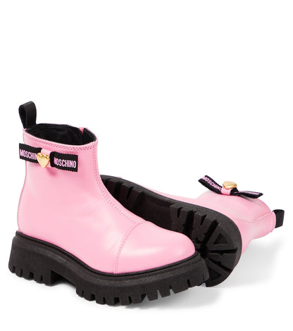 Logo leather ankle boots