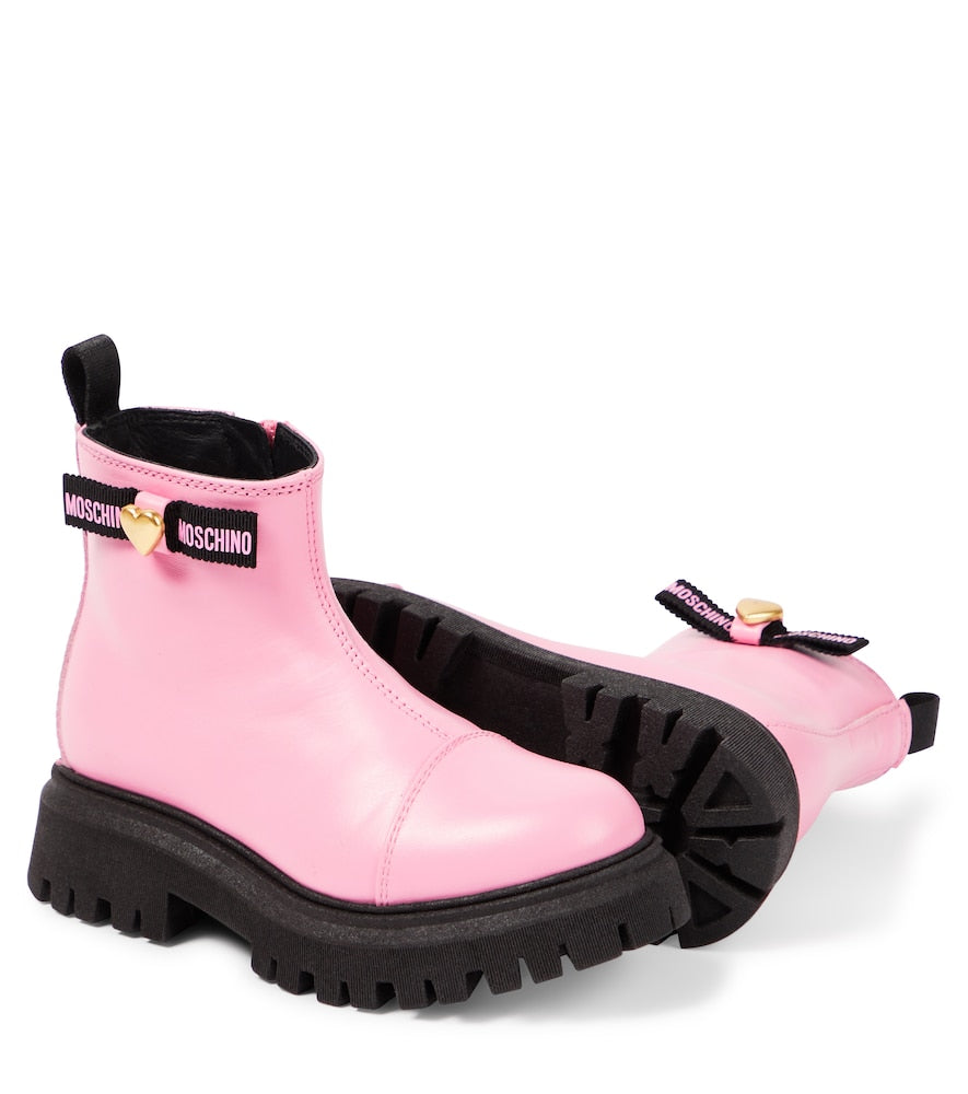 Logo leather ankle boots