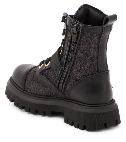Logo leather-trimmed combat boots