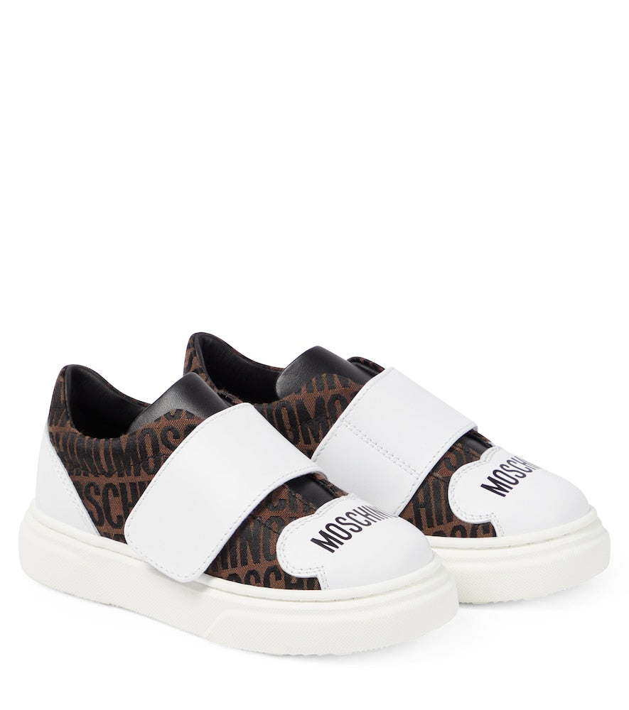 Logo leather-trimmed sneakers