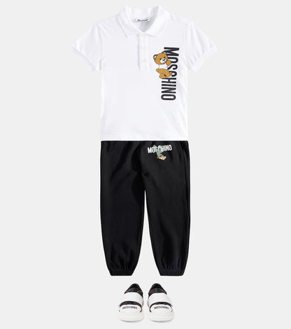 Logo leather-trimmed sneakers