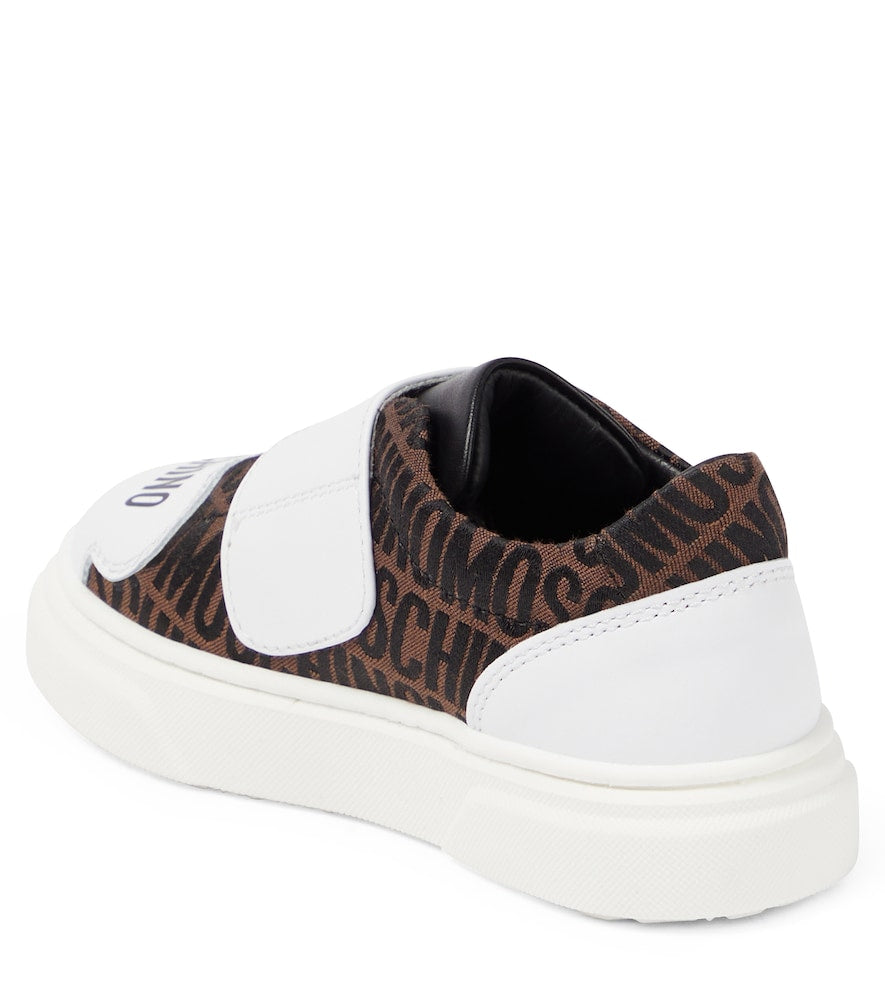 Logo leather-trimmed sneakers