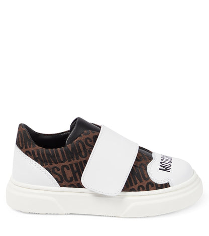 Logo leather-trimmed sneakers
