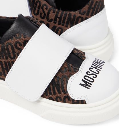 Logo leather-trimmed sneakers