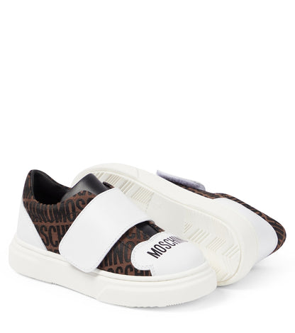 Logo leather-trimmed sneakers