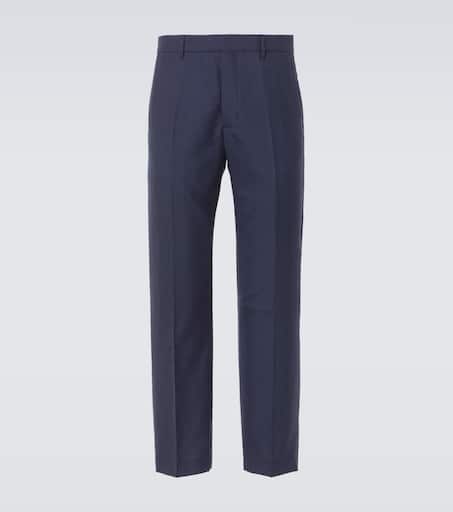Virgin wool canvas straight pants