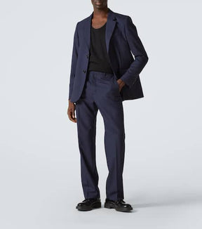 Virgin wool canvas straight pants
